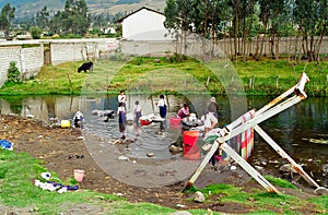 Ecuador river laundry