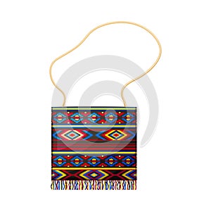 Ecuadorian Bag with Strap as Traditional Accessory Vector Illustration