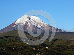 Ecuadorian Chimborazo mountain tops covered in snow