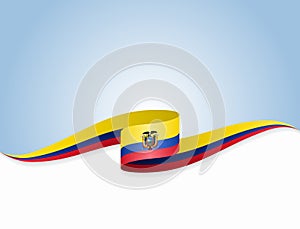 Ecuadorian flag wavy abstract background. Vector illustration.