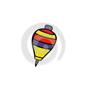 Ecuadorian traditional toy trompo, wood spinning top doodle icon