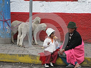 Ecuadorian woman with a young kid