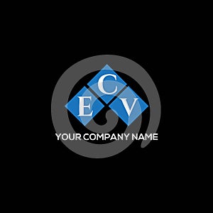 ECV letter logo design on BLACK background. ECV creative initials letter logo concept. ECV letter design