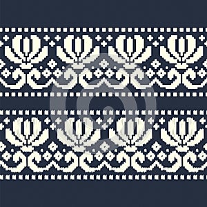 Seamless vector monochromefloral border. seamless template in swatch panel