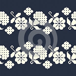 Seamless vector monochromefloral border. seamless template in swatch panel