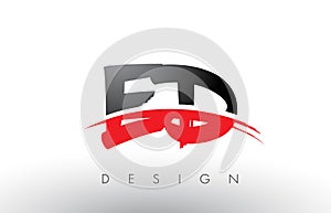 ED E D Brush Logo Letters with Red and Black Swoosh Brush Front