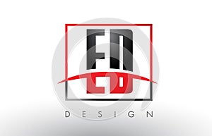 ED E D Logo Letters with Red and Black Colors and Swoosh.