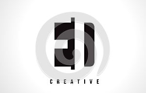 ED E D White Letter Logo Design with Black Square.