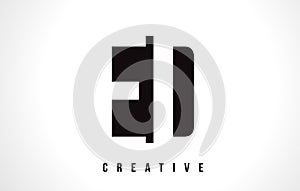 ED E D White Letter Logo Design with Black Square. photo