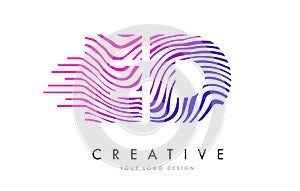 ED E D Zebra Lines Letter Logo Design with Magenta Colors