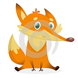 Ed fox. Vector illustration of red smiling fox icon. Design for t-shirt, mug, bag lunchbox