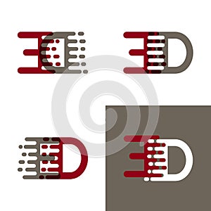 ED letters logo with accent speed in drak red and gray