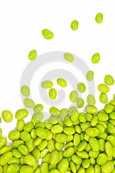 Edamame nibbles, boiled green soy beans