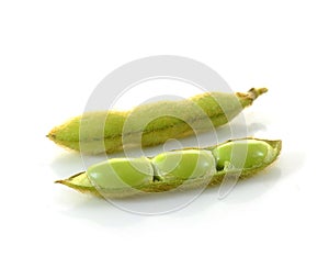 Edamame nibbles, boiled green soy beans, japanese food