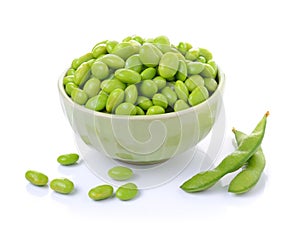 Edamame soy beans in bowls photo