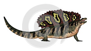 Edaphosaurus prehistoric animal roaring - 3D render