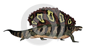 Edaphosaurus prehistoric animal running - 3D render