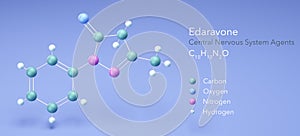 edaravone molecule, molecular structures, cns agents, 3d model, Structural Chemical Formula and Atoms with Color Coding