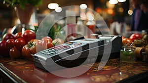 EDC machine in the supermarket with tomato background