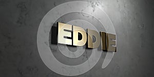 Eddie - Gold sign mounted on glossy marble wall - 3D rendered royalty free stock illustration