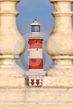 Eddystone lighthouse on Plymouth Hoe, Plymouth, Devon, England, UK