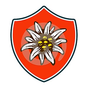 Edelweiss shield flower symbol alpinism alps germany logo photo