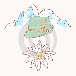 Edelweiss tyrolean hat flower symbol alpinism alps germany logo photo