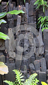 Eden Project African wood sculptures in St. Austell Cornwall