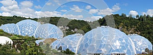 Eden Project biomes panorama in St. Austell Cornwall