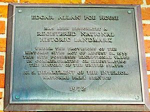 Edgar Allan Poe memorial plaque in Baltimore - Maryland photo