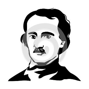 Edgar Allan Poe.Vector portrait of Edgar Allan Poe.