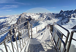 On the edge of the abyss. Chamonix Mont Blank, Aguile du midi. photo