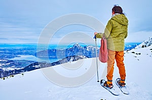 On the edge of Alberfeldkogel mount, Ebensee, Salzkammergut, Austria