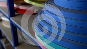 Edge banding tape made of PVC in a single color or wood effect. Plastic edge banding tape for furniture.