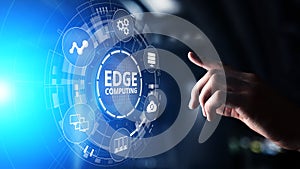 Edge computing modern IT technology on virtual screen concept. photo