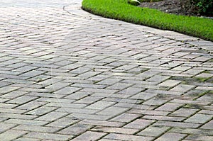 Edge of curved paved driveway