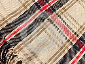 The edge of plaid brown yarn scarf texture wallpaper