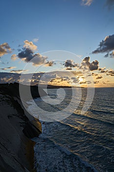 edge of steep and rugged cliffs at the gulf of biscay bay