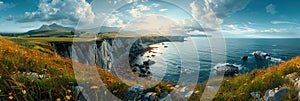 On the edge of the world, land and sea merge into a mesmerizing panora photo