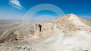 Edge of the world, the towering cliffs jut dramatically from the middle of a barren desert