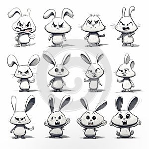 Edgy Concept Art: Angry White Bunny Caricatures
