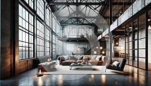 Edgy Urban Comfort: Industrial Loft Living Room