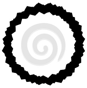 Edgy, zigzag circle frame, circle border. Textured circular shape