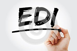 EDI - Electronic Data Interchange acronym with marker, business concept background