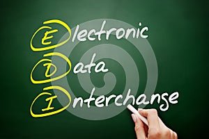 EDI - Electronic Data Interchange acronym, technology concept on blackboard