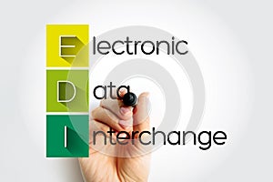 EDI Electronic Data Interchange - concept of businesses electronically communicating information that was traditionally