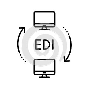 EDI, Electronic Data Interchange icon, line color  illustration