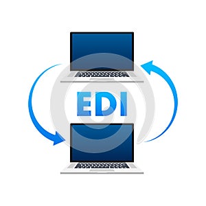 EDI - Electronic Data Interchange sign, label. Data Interchange. EDI icon. Vector stock illustration.