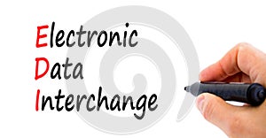 EDI electronic data interchange symbol. Concept words EDI electronic data interchange on white background. Businessman