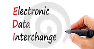 EDI electronic data interchange symbol. Concept words EDI electronic data interchange on white paper. Beautiful white background.